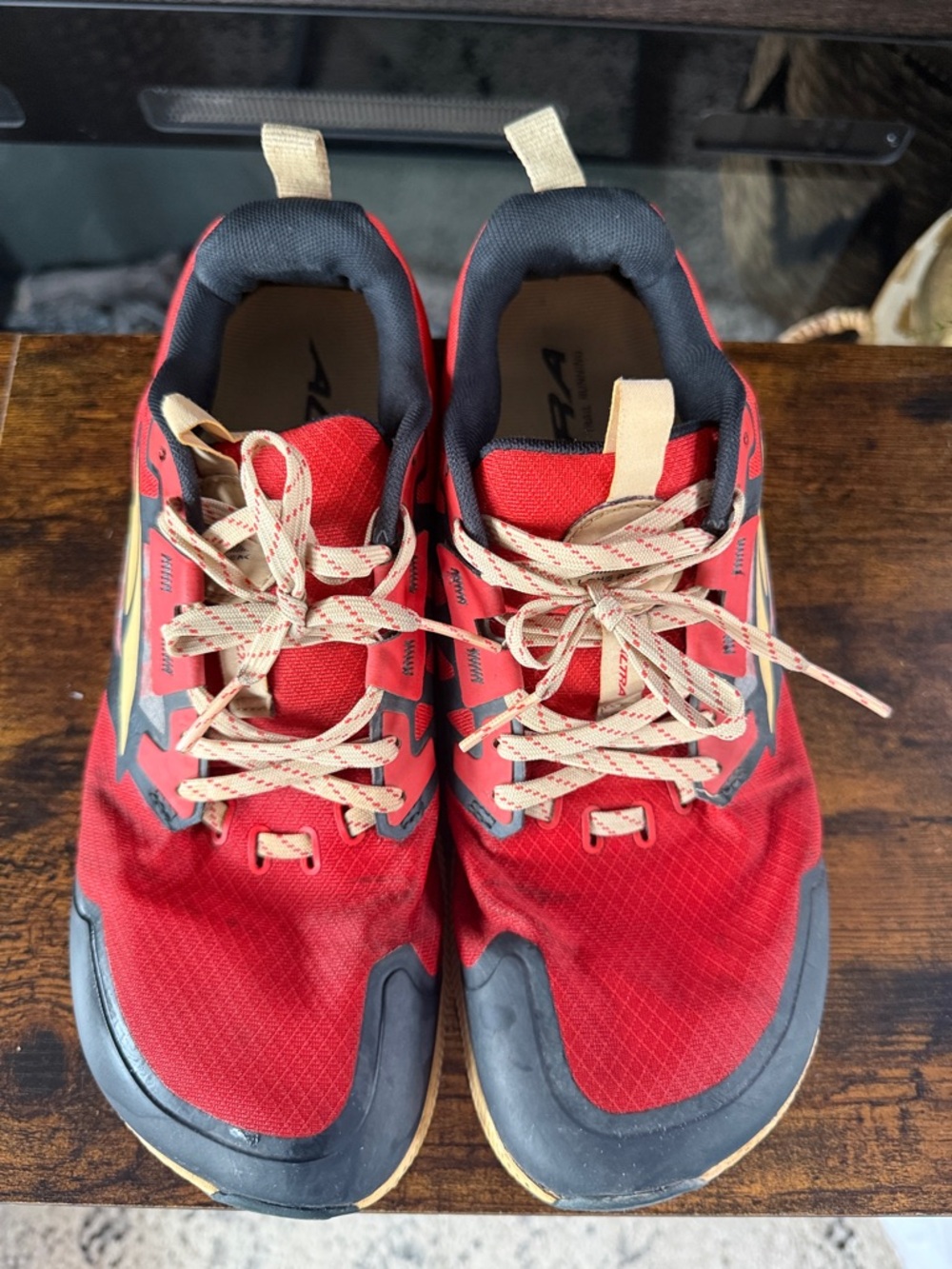 Altra Men's Red and Tan Trail Running Shoes with Black Accents - Picture 6 of 7